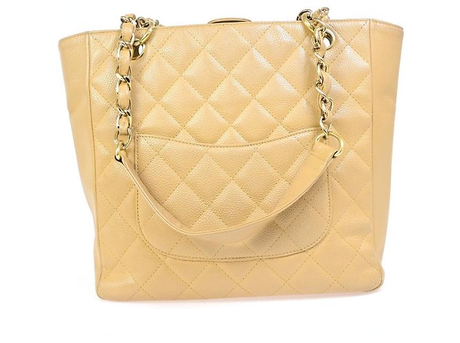 Chanel Piccola Borsa da Shopping Trapuntata in Caviar Grande Beige - vista 2