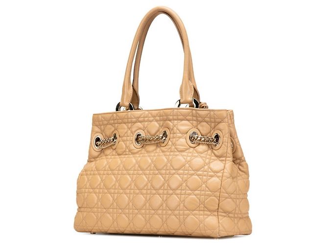 Borsa Lady Dior Cannage di Christian Dior Marrone Beige - vista 2