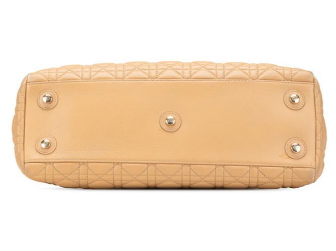 Borsa Lady Dior Cannage di Christian Dior Marrone Beige - vista 3