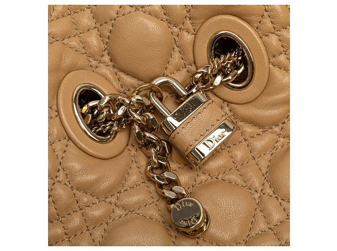 Borsa Lady Dior Cannage di Christian Dior Marrone Beige - vista 8