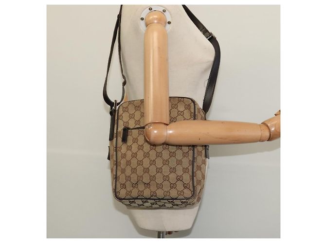 Borsa a Spalla GG Canvas Gucci Beige Argento 03136 Auth ep10483 - vista 20