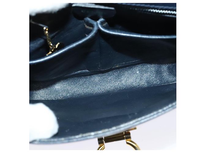 Borsa a Spalla in Pelle CÉLINE Blu Navy Oro Auth 141341 D'oro - vista 10