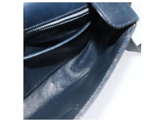 Borsa a Spalla in Pelle CÉLINE Blu Navy Oro Auth 141341 D'oro - vista 20