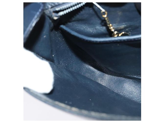 Borsa a Spalla in Pelle CÉLINE Blu Navy Oro Auth 141341 D'oro - vista 21