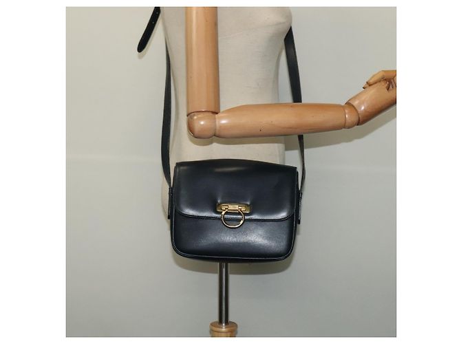 Borsa a Spalla in Pelle CÉLINE Blu Navy Oro Auth 141341 D'oro - vista 22