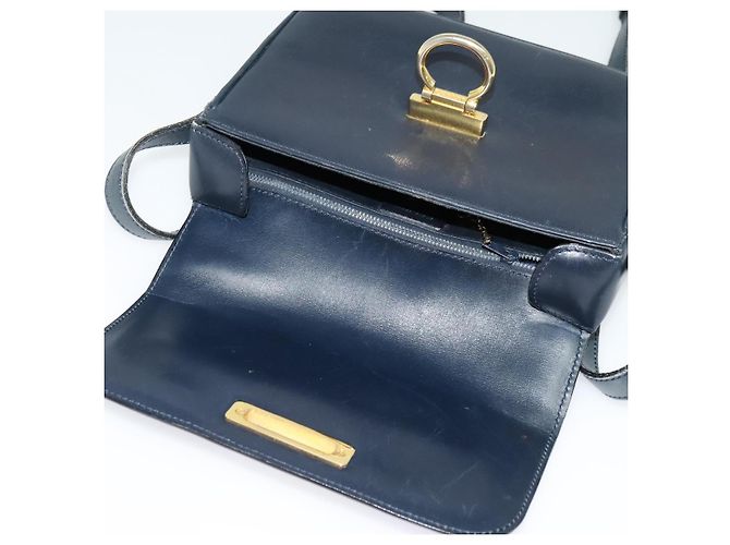 Borsa a Spalla in Pelle CÉLINE Blu Navy Oro Auth 141341 D'oro - vista 9