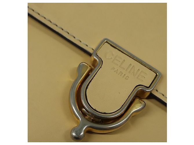 Céline Borsa a Spalla in Pelle Beige Oro Auth BA5496 D'oro - vista 17