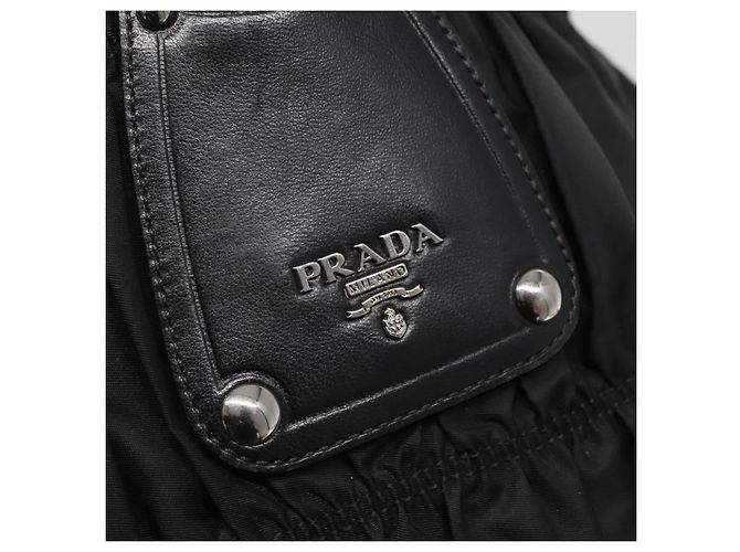 Borsa Tote PRADA in nylon nero argento Auth ep10543 - vista 10