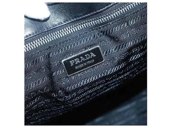 Borsa Tote PRADA in nylon nero argento Auth ep10543 - vista 17