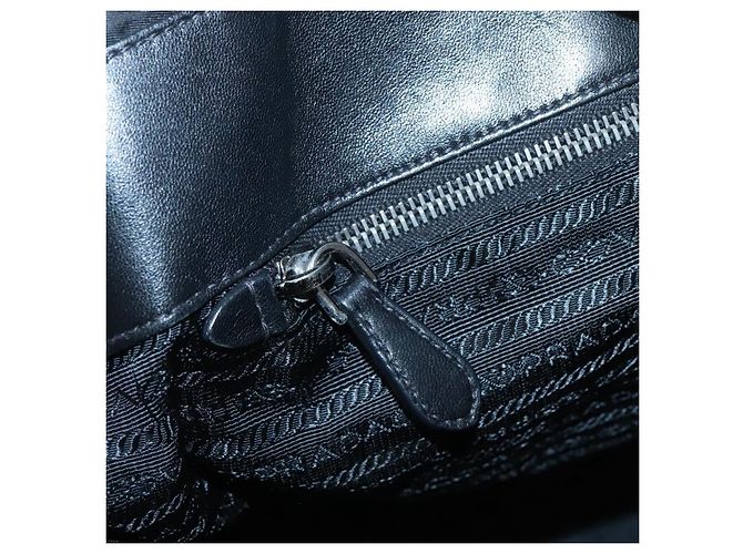 Borsa Tote PRADA in nylon nero argento Auth ep10543 - vista 18