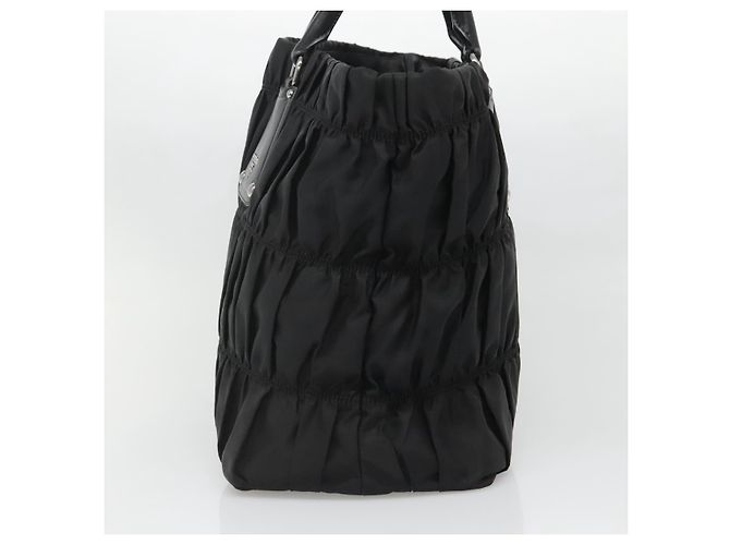 Borsa Tote PRADA in nylon nero argento Auth ep10543 - vista 4