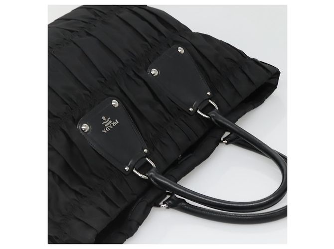 Borsa Tote PRADA in nylon nero argento Auth ep10543 - vista 6