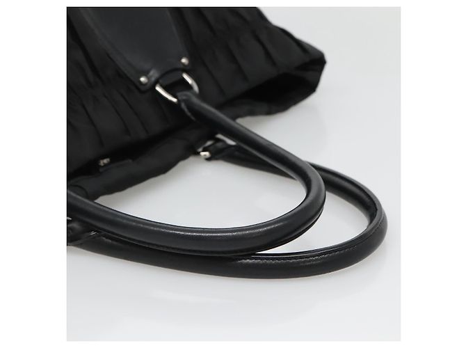 Borsa Tote PRADA in nylon nero argento Auth ep10543 - vista 7