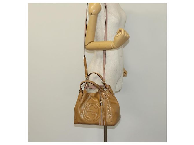 Borsa a Mano GUCCI Soho Smalto 2 vie Beige Oro 336751 Auth ki5942 D'oro - view 24