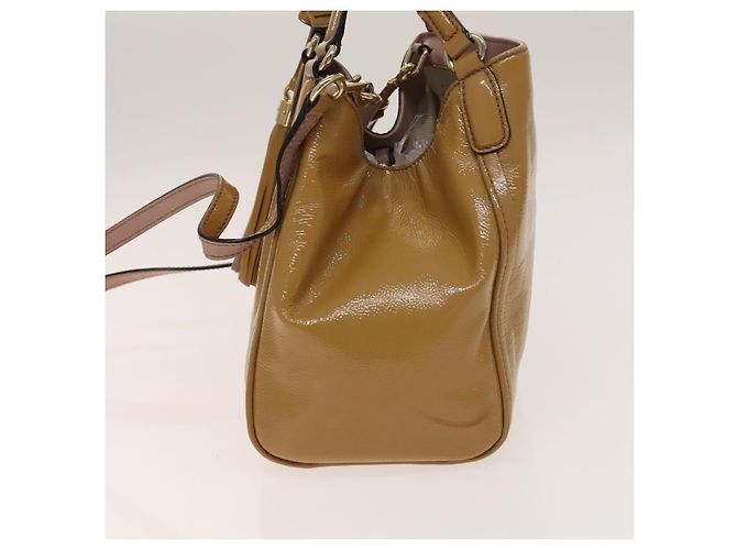 Borsa a Mano GUCCI Soho Smalto 2 vie Beige Oro 336751 Auth ki5942 D'oro - vista 3
