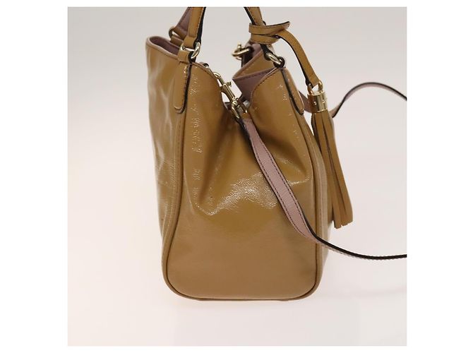 Borsa a Mano GUCCI Soho Smalto 2 vie Beige Oro 336751 Auth ki5942 D'oro - vista 4