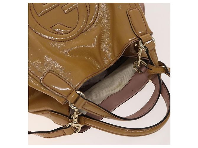 Borsa a Mano GUCCI Soho Smalto 2 vie Beige Oro 336751 Auth ki5942 D'oro - view 6