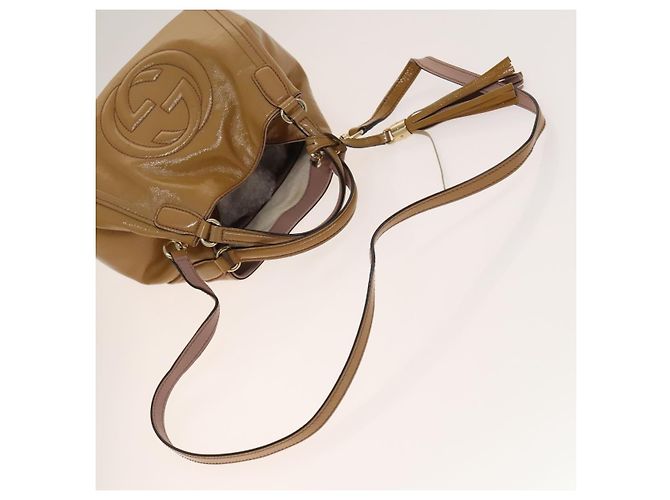 Borsa a Mano GUCCI Soho Smalto 2 vie Beige Oro 336751 Auth ki5942 D'oro - view 7