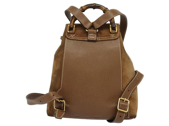 Bamboo Zaino in Bambù GUCCI Camoscio Marrone Oro 003 58 0030 Auth ep10582 D'oro - vista 2