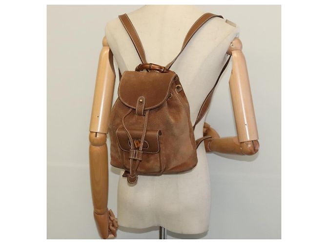 Bamboo Zaino in Bambù GUCCI Camoscio Marrone Oro 003 58 0030 Auth ep10582 D'oro - vista 23