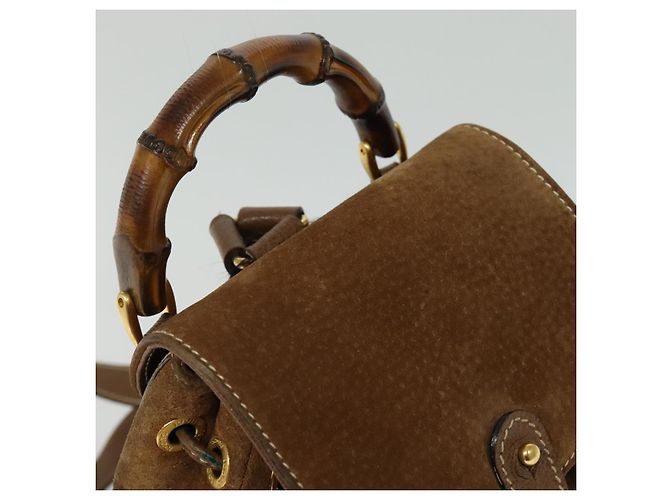 Bamboo Zaino in Bambù GUCCI Camoscio Marrone Oro 003 58 0030 Auth ep10582 D'oro - vista 6