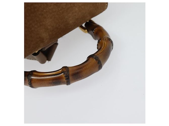 Bamboo Zaino in Bambù GUCCI Camoscio Marrone Oro 003 58 0030 Auth ep10582 D'oro - vista 7