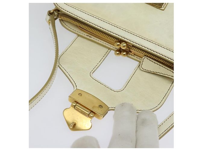 Borsa a Spalla Miu Miu in Pelle Bianca e Oro Auth 140643 Bianco D'oro - vista 10