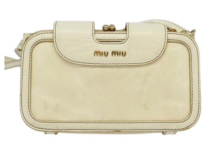 Borsa a Spalla Miu Miu in Pelle Bianca e Oro Auth 140643 Bianco D'oro - vista 2