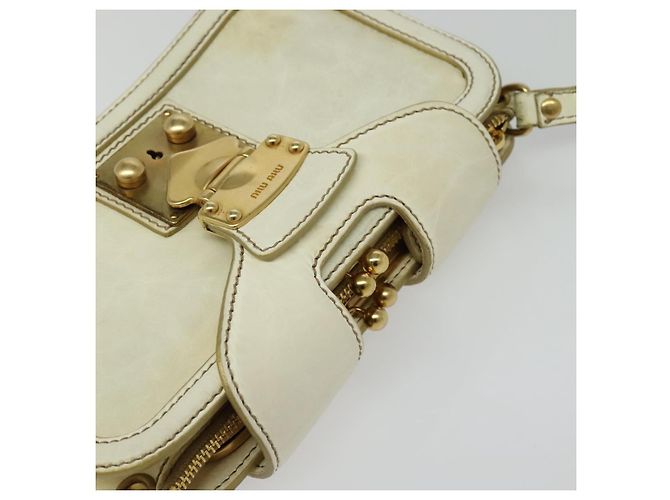 Borsa a Spalla Miu Miu in Pelle Bianca e Oro Auth 140643 Bianco D'oro - vista 6