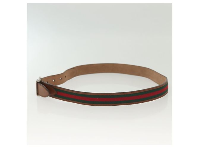 Cinturón de cuero GUCCI Web Sherry Line 40,2" Marrón Rojo Verde 368189 Auth sw1375 - vista 3