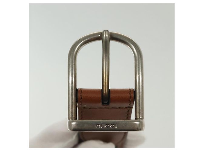 Cinturón de cuero GUCCI Web Sherry Line 40,2" Marrón Rojo Verde 368189 Auth sw1375 - vista 5