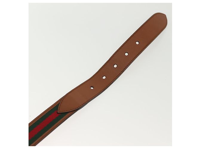 Cinturón de cuero GUCCI Web Sherry Line 40,2" Marrón Rojo Verde 368189 Auth sw1375 - vista 7