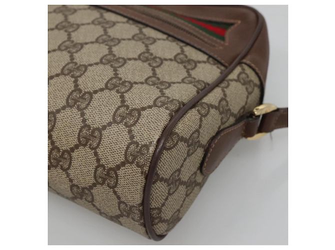 Borsa Sherry Line GG Supreme Web di GUCCI in PVC Beige e Oro 001 56 6472 Auth ep10466 D'oro - vista 14
