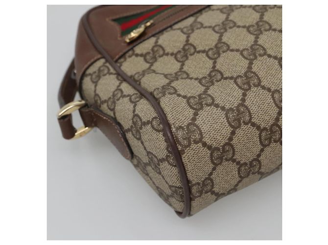 Borsa Sherry Line GG Supreme Web di GUCCI in PVC Beige e Oro 001 56 6472 Auth ep10466 D'oro - vista 15