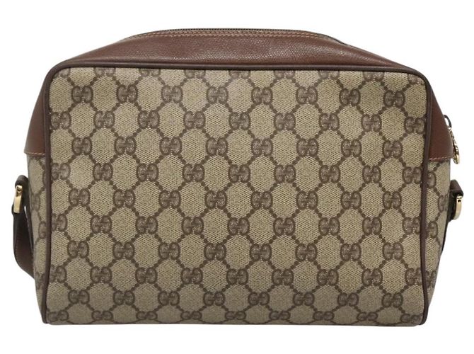 Borsa Sherry Line GG Supreme Web di GUCCI in PVC Beige e Oro 001 56 6472 Auth ep10466 D'oro - vista 2