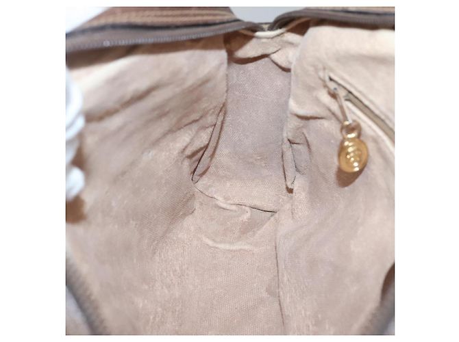 Borsa Sherry Line GG Supreme Web di GUCCI in PVC Beige e Oro 001 56 6472 Auth ep10466 D'oro - vista 21