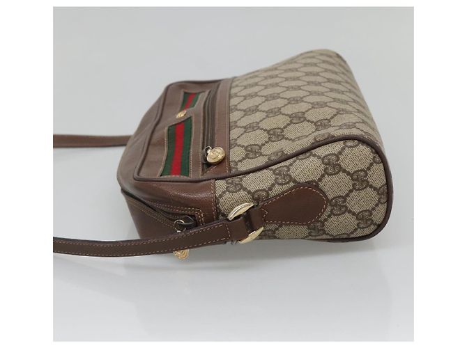 Borsa Sherry Line GG Supreme Web di GUCCI in PVC Beige e Oro 001 56 6472 Auth ep10466 D'oro - vista 3