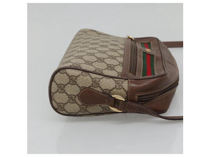 Borsa Sherry Line GG Supreme Web di GUCCI in PVC Beige e Oro 001 56 6472 Auth ep10466 D'oro - vista 4