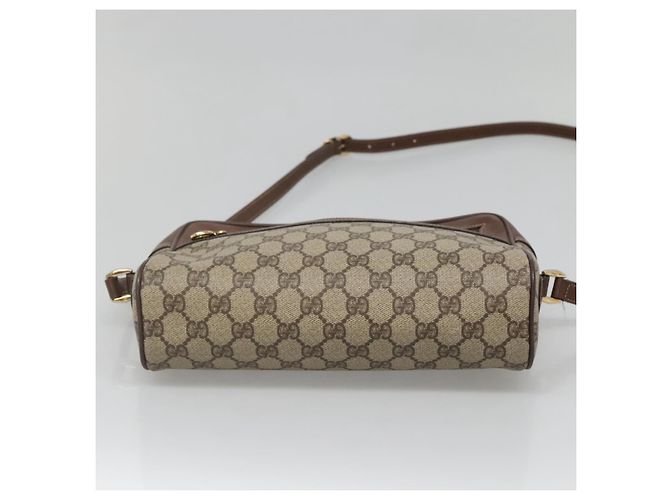 Borsa Sherry Line GG Supreme Web di GUCCI in PVC Beige e Oro 001 56 6472 Auth ep10466 D'oro - vista 5