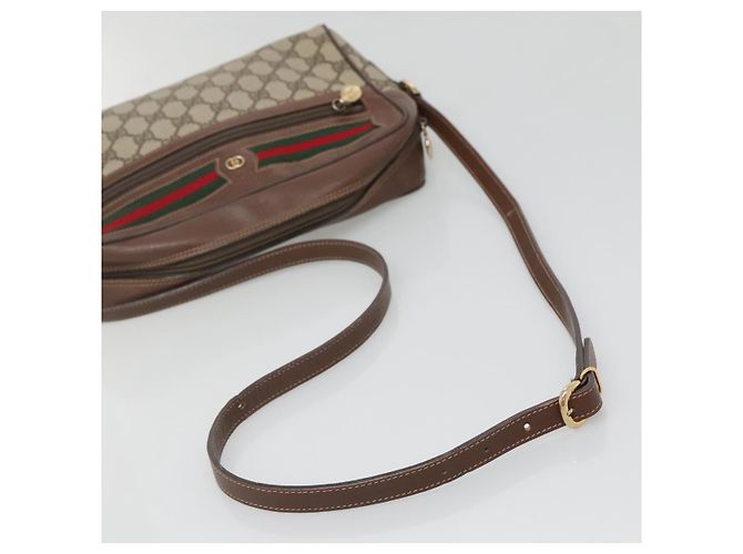 Borsa Sherry Line GG Supreme Web di GUCCI in PVC Beige e Oro 001 56 6472 Auth ep10466 D'oro - vista 7