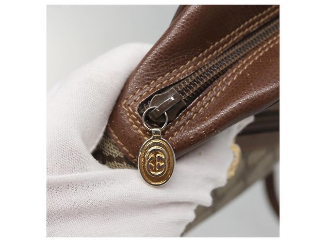 Borsa Sherry Line GG Supreme Web di GUCCI in PVC Beige e Oro 001 56 6472 Auth ep10466 D'oro - vista 9