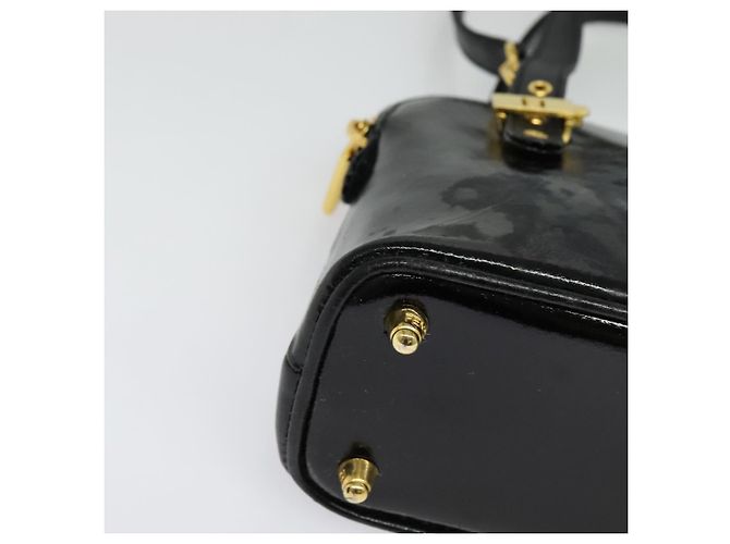 Bolso FENDI de piel charol 2way Negro Oro Auth ti3390 Dorado - vista 16