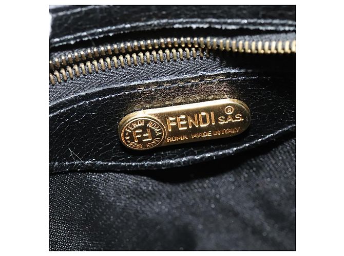 Bolso FENDI de piel charol 2way Negro Oro Auth ti3390 Dorado - vista 19