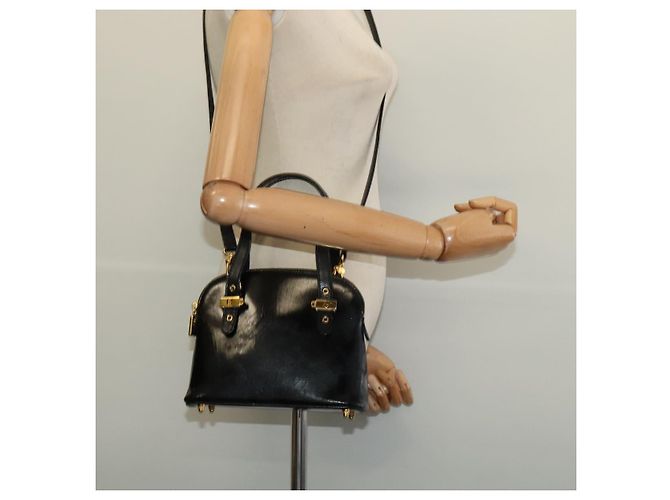 Bolso FENDI de piel charol 2way Negro Oro Auth ti3390 Dorado - vista 23
