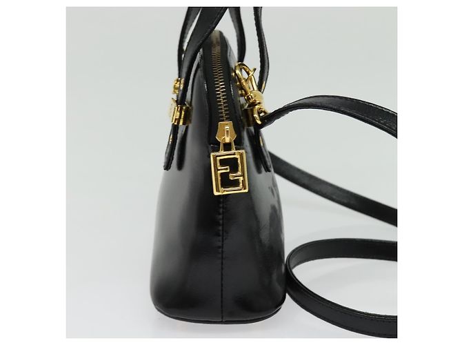 Bolso FENDI de piel charol 2way Negro Oro Auth ti3390 Dorado - vista 3