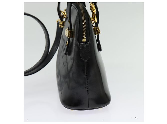 Bolso FENDI de piel charol 2way Negro Oro Auth ti3390 Dorado - vista 4