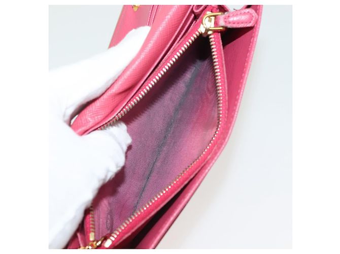 Saffiano PRADA Cartera Larga de cuero Safiano Rosa Oro Auth sw1442 Dorado - vista 11