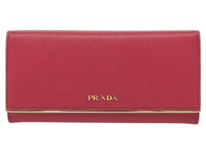 Saffiano PRADA Cartera Larga de cuero Safiano Rosa Oro Auth sw1442 Dorado - vista 13