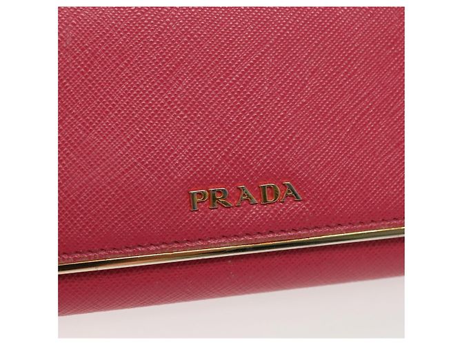 Saffiano PRADA Cartera Larga de cuero Safiano Rosa Oro Auth sw1442 Dorado - vista 18
