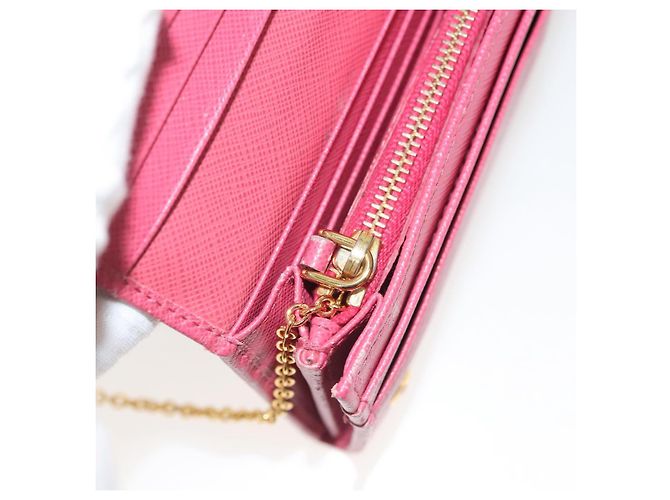 Saffiano PRADA Cartera Larga de cuero Safiano Rosa Oro Auth sw1442 Dorado - vista 24